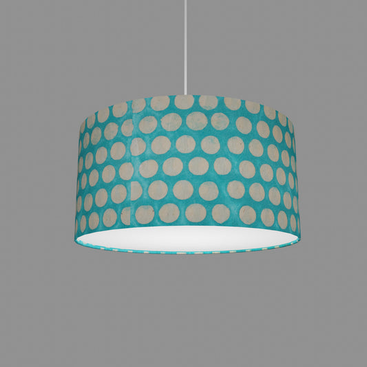 Drum Lamp Shade - P97 - Batik Dots on Cyan, 40cm(d) x 20cm(h)