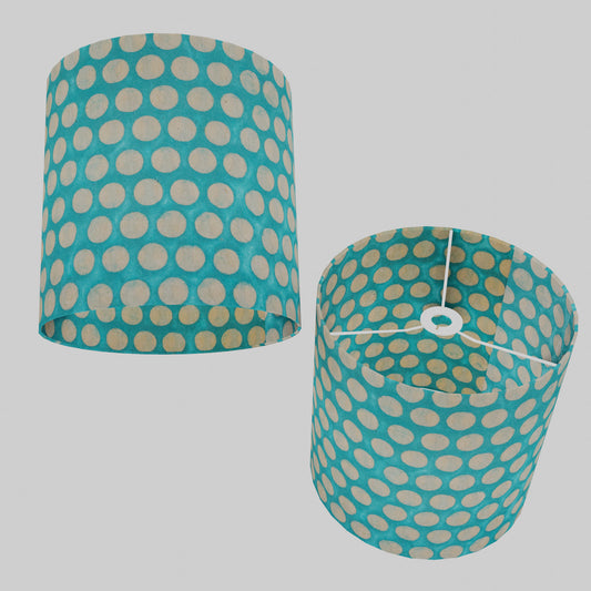 Drum Lamp Shade - P97 - Batik Dots on Cyan, 30cm(d) x 30cm(h)