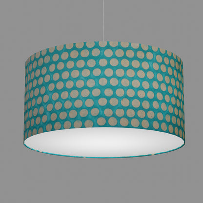 Drum Lamp Shade - P97 - Batik Dots on Cyan, 60cm(d) x 30cm(h)