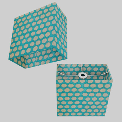 Rectangle Lamp Shade - P97 - Batik Dots on Cyan, 30cm(w) x 30cm(h) x 15cm(d)
