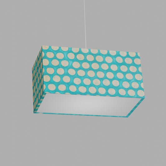 Rectangle Lamp Shade - P97 - Batik Dots on Cyan, 40cm(w) x 20cm(h) x 20cm(d)