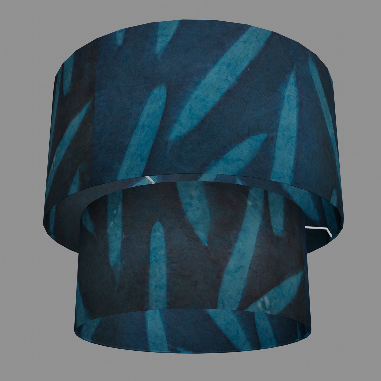 2 Tier Lamp Shade - P99 - Resistance Dyed Teal Bamboo, 40cm x 20cm & 30cm x 15cm