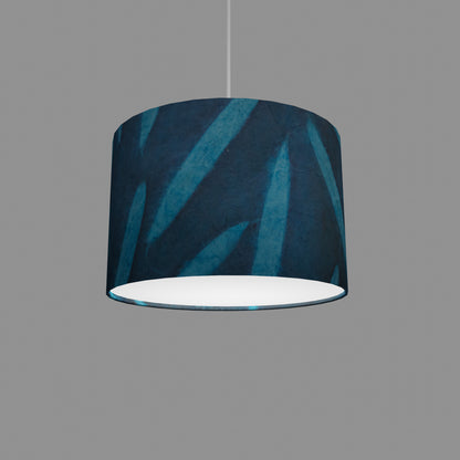 Drum Lamp Shade - P99 - Resistance Dyed Teal Bamboo, 30cm(d) x 20cm(h)