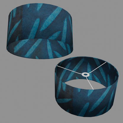 Drum Lamp Shade - P99 - Resistance Dyed Teal Bamboo, 40cm(d) x 20cm(h)