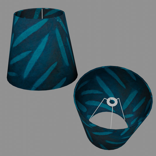 Conical Lamp Shade P99 - Resistance Dyed Teal Bamboo, 23cm(top) x 35cm(bottom) x 31cm(height)