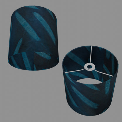 Drum Lamp Shade - P99 - Resistance Dyed Teal Bamboo, 25cm x 25cm