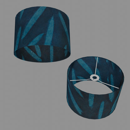 Drum Lamp Shade - P99 - Resistance Dyed Teal Bamboo, 30cm(d) x 20cm(h)