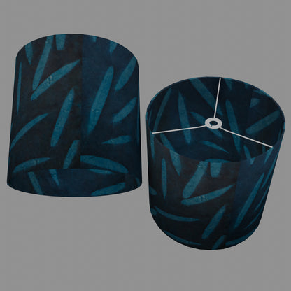 Drum Lamp Shade - P99 - Resistance Dyed Teal Bamboo, 40cm(d) x 40cm(h)