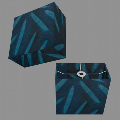 Rectangle Lamp Shade - P99 - Resistance Dyed Teal Bamboo, 30cm(w) x 30cm(h) x 15cm(d)