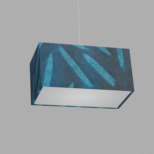 Rectangle Lamp Shade - P99 - Resistance Dyed Teal Bamboo, 40cm(w) x 20cm(h) x 20cm(d)