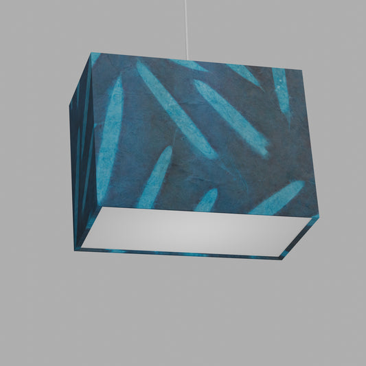 Rectangle Lamp Shade - P99 - Resistance Dyed Teal Bamboo, 40cm(w) x 30cm(h) x 20cm(d)