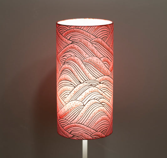 Drum Lamp Shade - W04 ~ Pink Hills with Gold Flowers, 15cm(diameter)