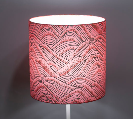 Drum Lamp Shade - W04 - Pink Hills with Gold Flowers, 25cm x 25cm