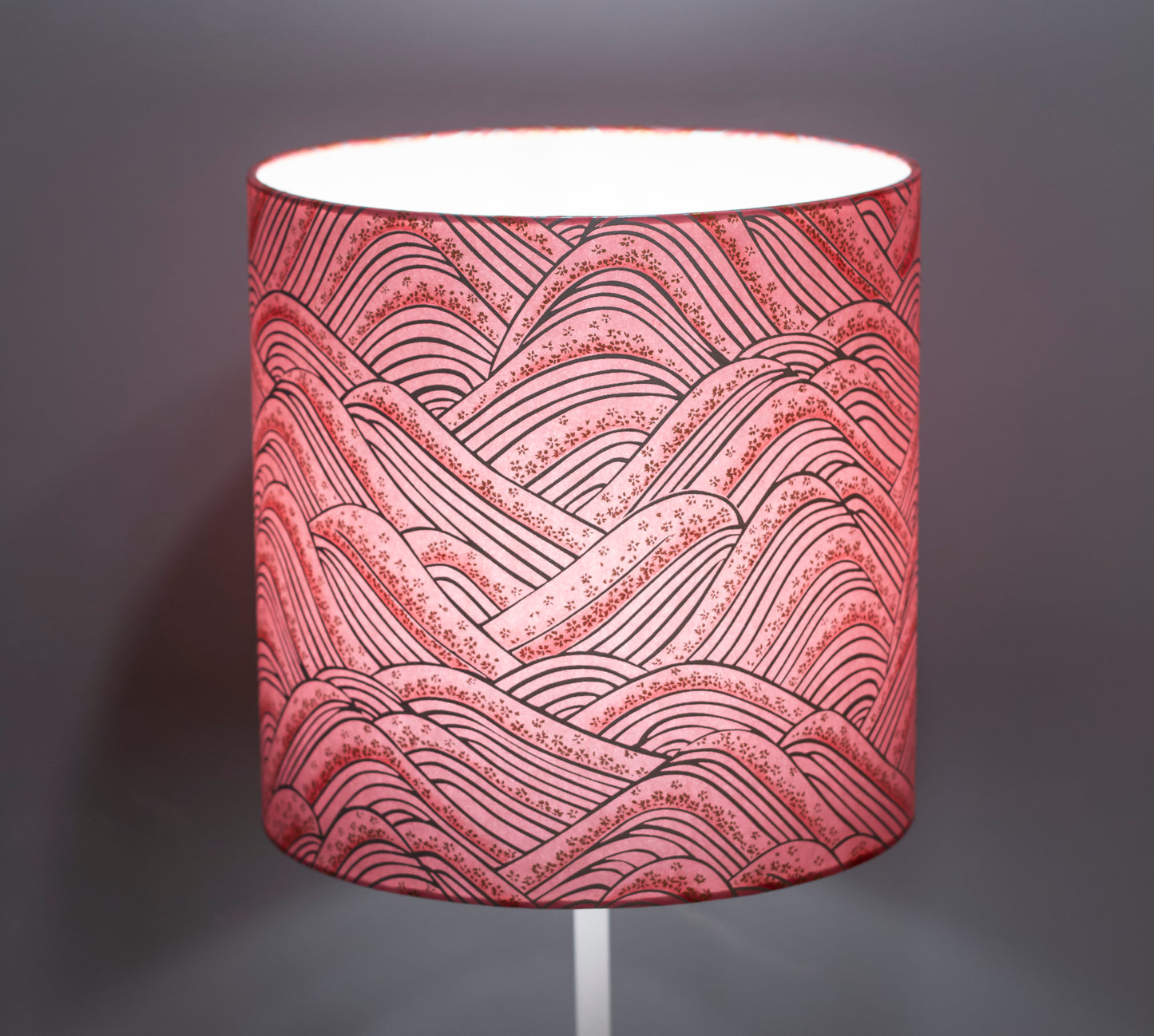 Drum Lamp Shade - W04 ~ Pink Hills with Gold Flowers, 70cm(d) x 30cm(h)