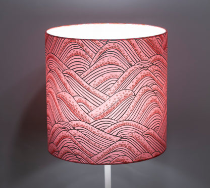 Drum Lamp Shade - W04 ~ Pink Hills with Gold Flowers, 20cm(d) x 30cm(h)
