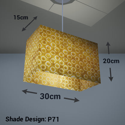 Rectangle Lamp Shade - P71 - Batik Yellow Circles, 30cm(w) x 20cm(h) x 15cm(d) - Imbue Lighting