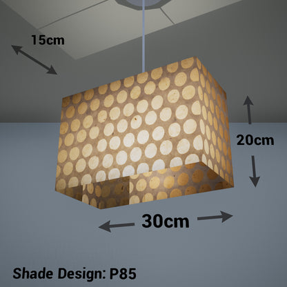 Rectangle Lamp Shade - P85 ~ Batik Dots on Natural, 30cm(w) x 20cm(h) x 15cm(d)