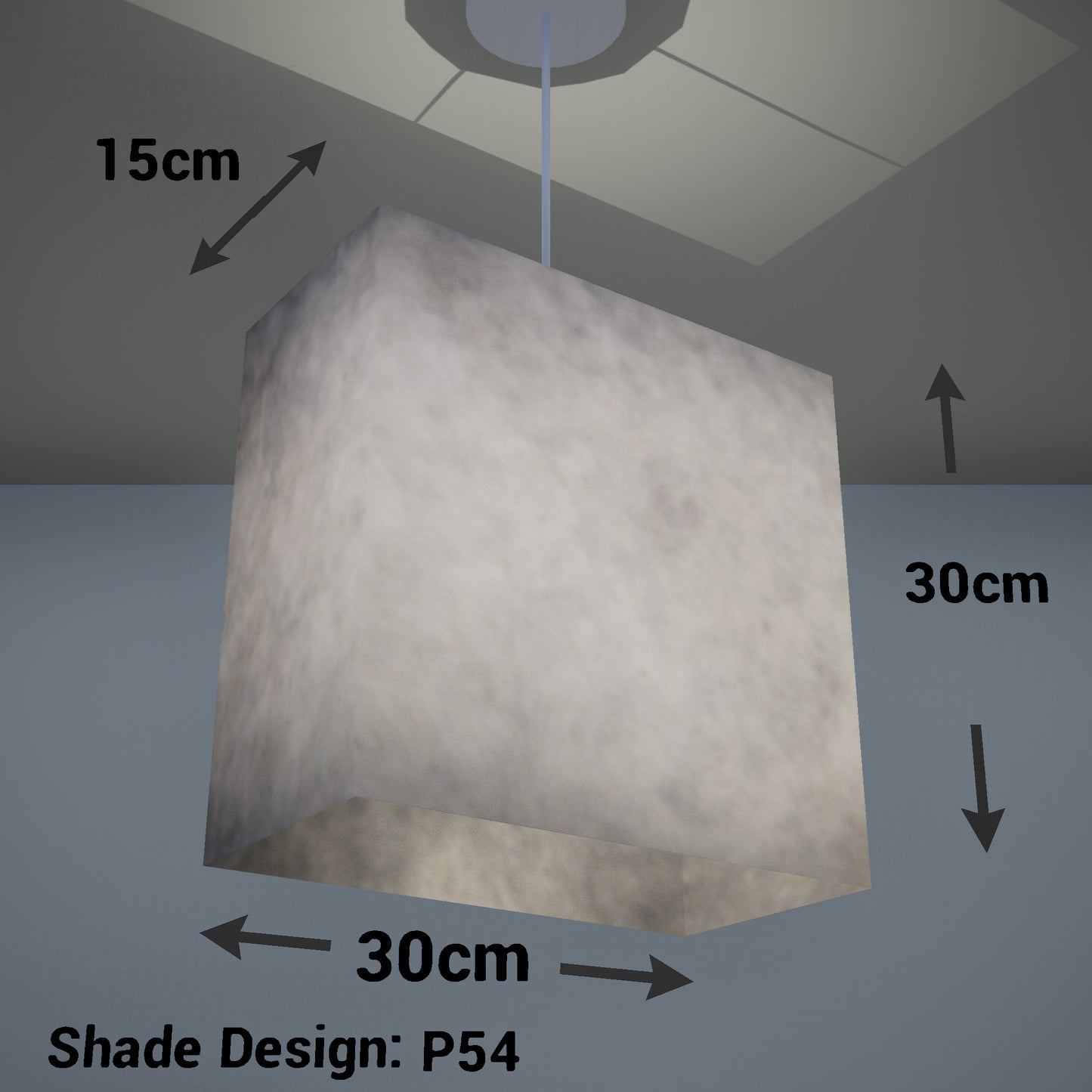 Rectangle Lamp Shade - P54 - Natural Lokta, 30cm(w) x 30cm(h) x 15cm(d)