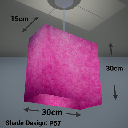 Rectangle Lamp Shade - P57 - Hot Pink Lokta, 30cm(w) x 30cm(h) x 15cm(d)