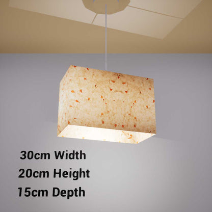 Rectangle Lamp Shade - P32 - Marigold Petals on Natural Lokta, 30cm(w) x 20cm(h) x 15cm(d) - Imbue Lighting