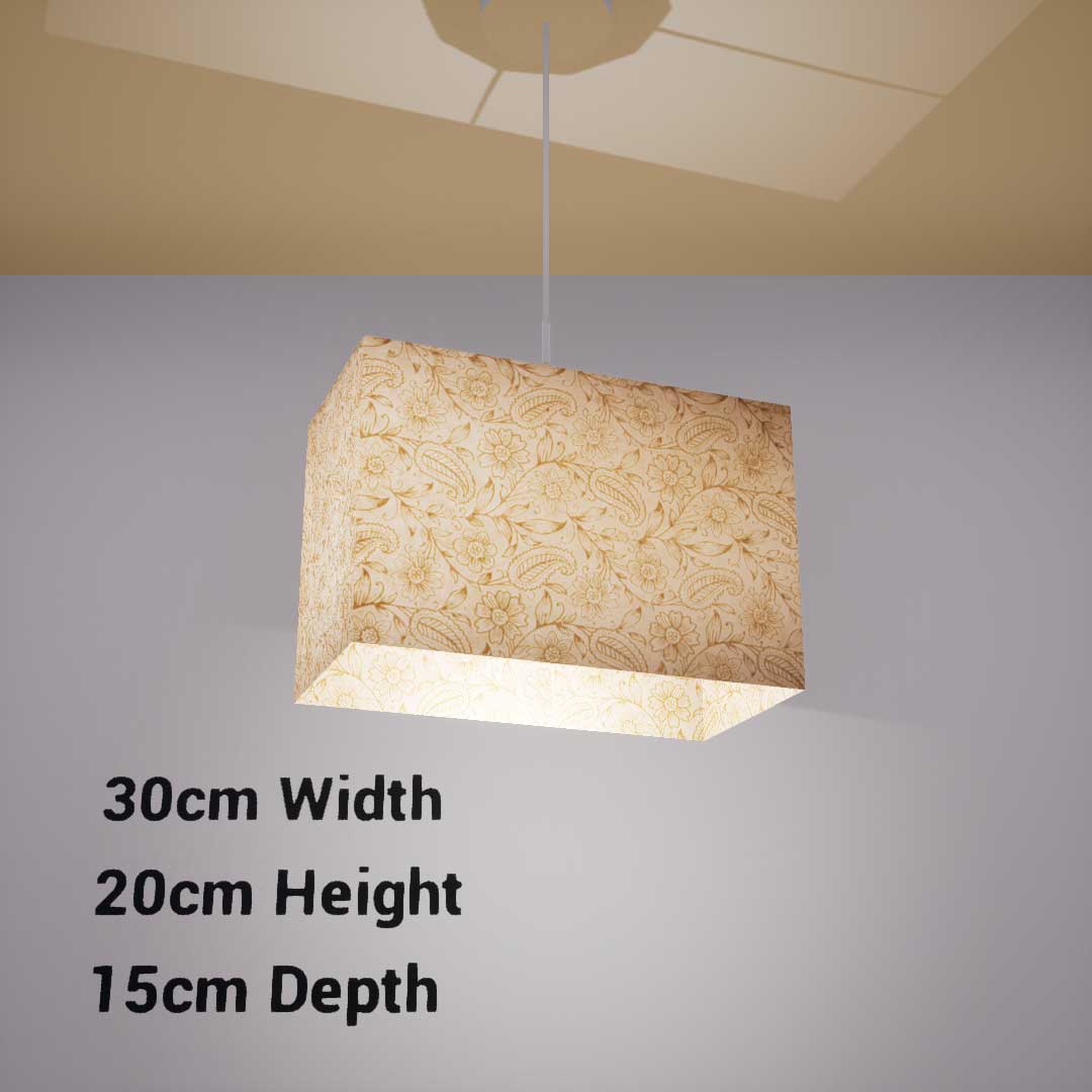 Rectangle Lamp Shade - P69 - Garden Gold on Natural, 30cm(w) x 20cm(h) x 15cm(d) - Imbue Lighting