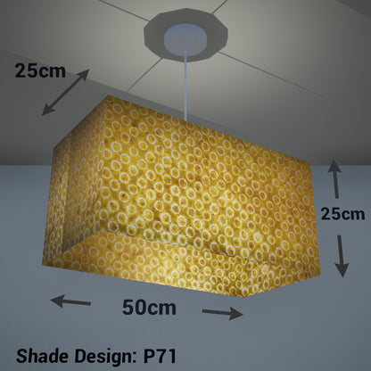 Rectangle Lamp Shade - P71 - Batik Yellow Circles, 50cm(w) x 25cm(h) x 25cm(d) - Imbue Lighting
