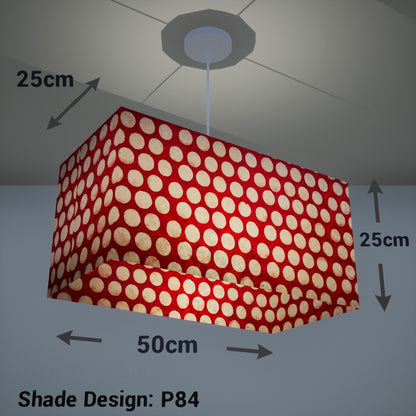 Rectangle Lamp Shade - P84 ~ Batik Dots on Red, 50cm(w) x 25cm(h) x 25cm(d)