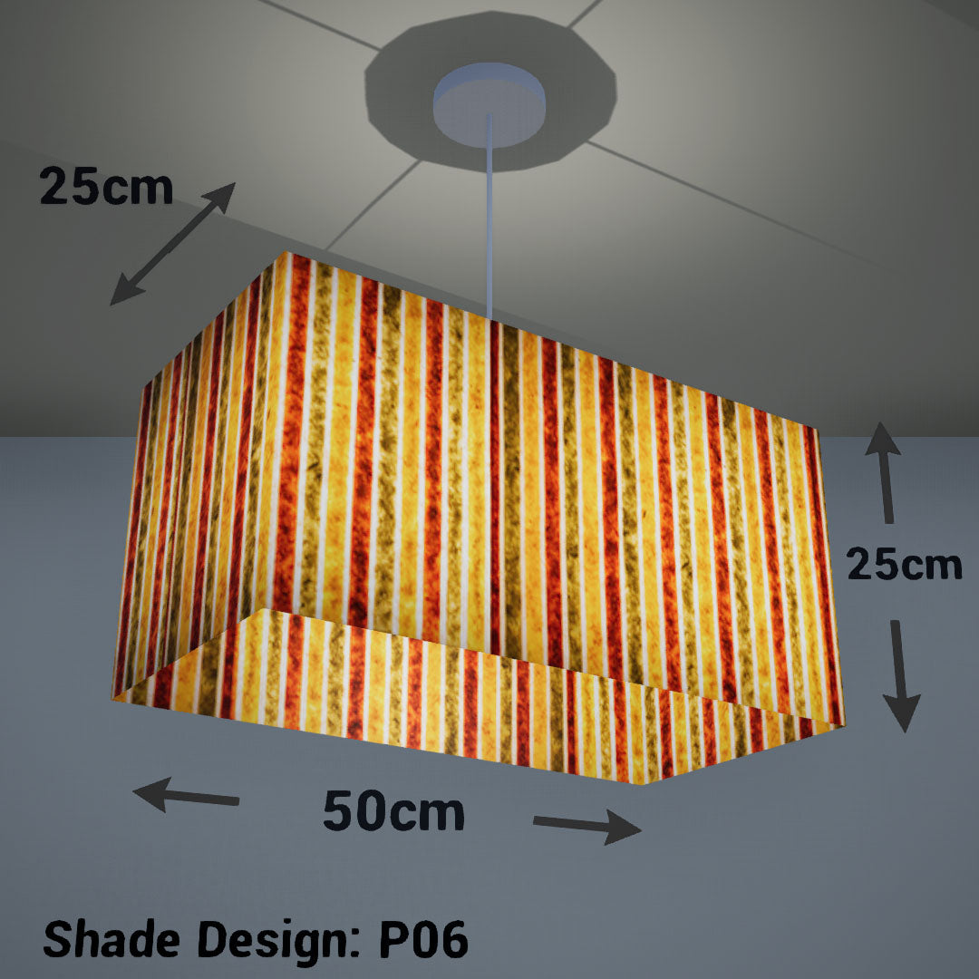 Rectangle Lamp Shade - P06 - Batik Stripes Autumn, 50cm(w) x 25cm(h) x 25cm(d) - Imbue Lighting