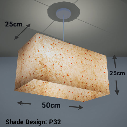 Rectangle Lamp Shade - P32 - Marigold Petals on Natural Lokta, 50cm(w) x 25cm(h) x 25cm(d) - Imbue Lighting