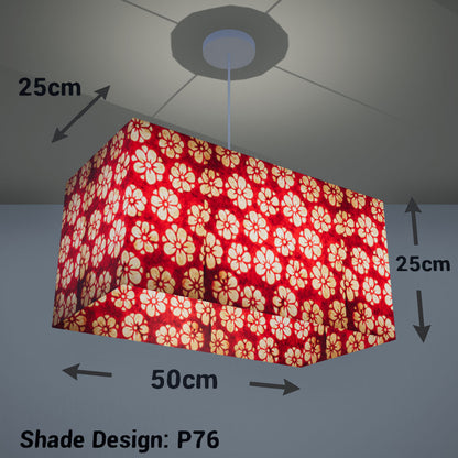 Rectangle Lamp Shade - P76 - Batik Star Flower Red, 50cm(w) x 25cm(h) x 25cm(d) - Imbue Lighting