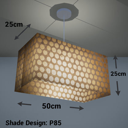 Rectangle Lamp Shade - P85 ~ Batik Dots on Natural, 50cm(w) x 25cm(h) x 25cm(d)