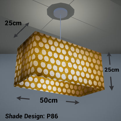 Rectangle Lamp Shade - P86 ~ Batik Dots on Yellow, 50cm(w) x 25cm(h) x 25cm(d)