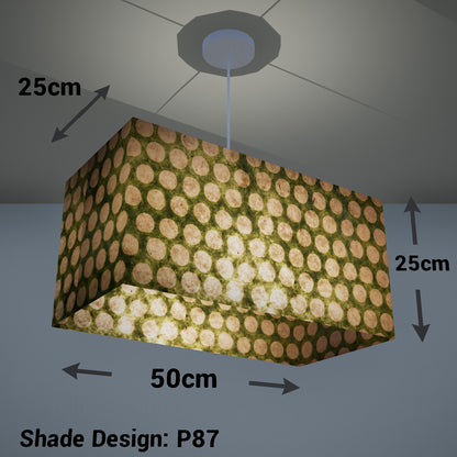 Rectangle Lamp Shade - P87 ~ Batik Dots on Green, 50cm(w) x 25cm(h) x 25cm(d)