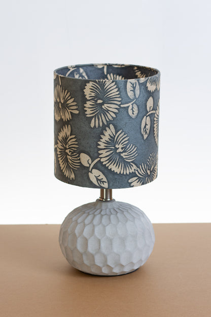 Rola Round Ceramic Table Lamp Base in Grey ~ Drum Lamp Shade 20cm(d) x 20cm(h) B119 ~ Batik Peony Grey