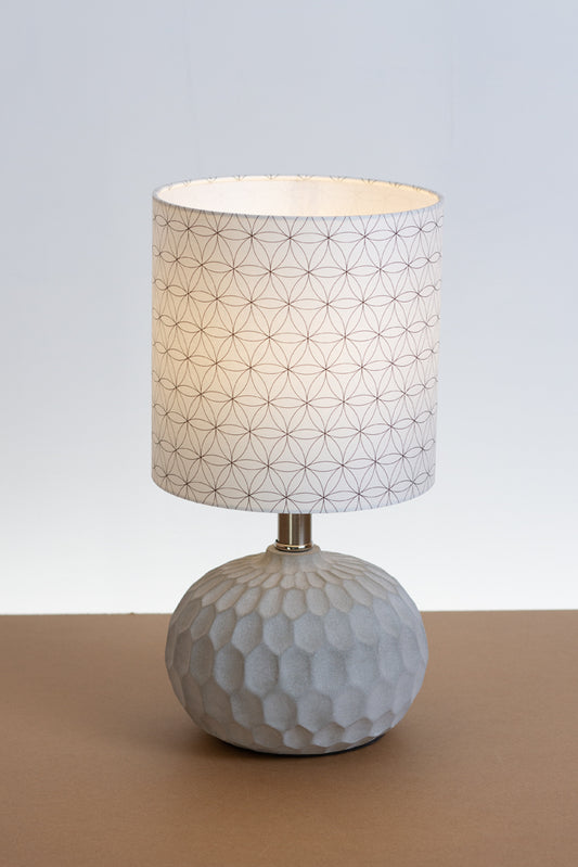 Rola Round Ceramic Table Lamp Base in Grey ~ Drum Lamp Shade 20cm(d) x 20cm(h) B108 ~ Flower of Life