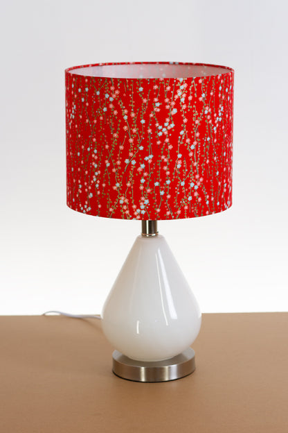 Salso Glass Swirl White Touch Table Lamp Drum Lampshade (25cm x 20cm) W01 ~ Red Daisies