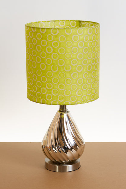 Salso Glass Swirl Chrome Touch Table Lamp Drum Lampshade (25cm x 25cm) P02 ~ Batik Lime Circles
