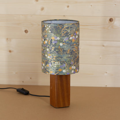 Sapele Table Lamp in Yuzen Washi Lily Pond, Handmade on the Isle of Anglesey by Imbue Lighting