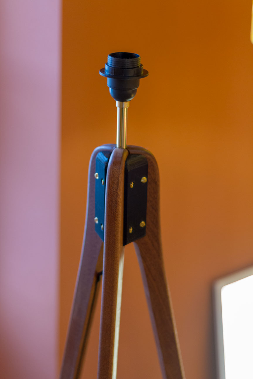 Sapele Tripod Floor Lamp - P65 - Turquoise Lokta