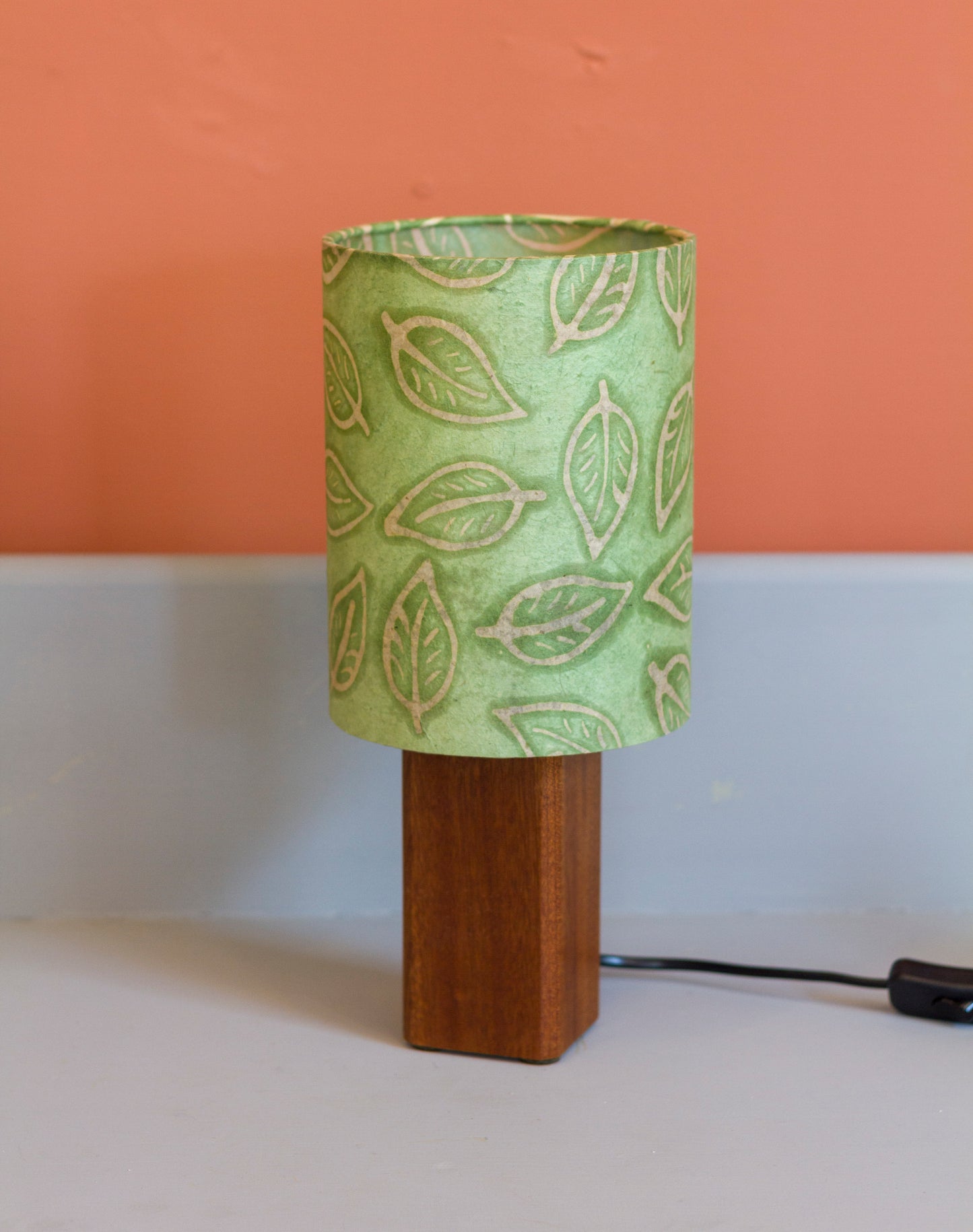 Square Sapele Table Lamp with 15x20cm Drum Lamp Shade P29