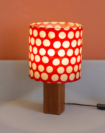 Square Sapele Table Lamp with 20x20cm Drum Lamp Shade P84