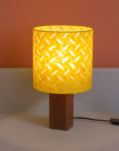 Square Sapele Table Lamp with 20x20cm Drum Lamp Shade P89