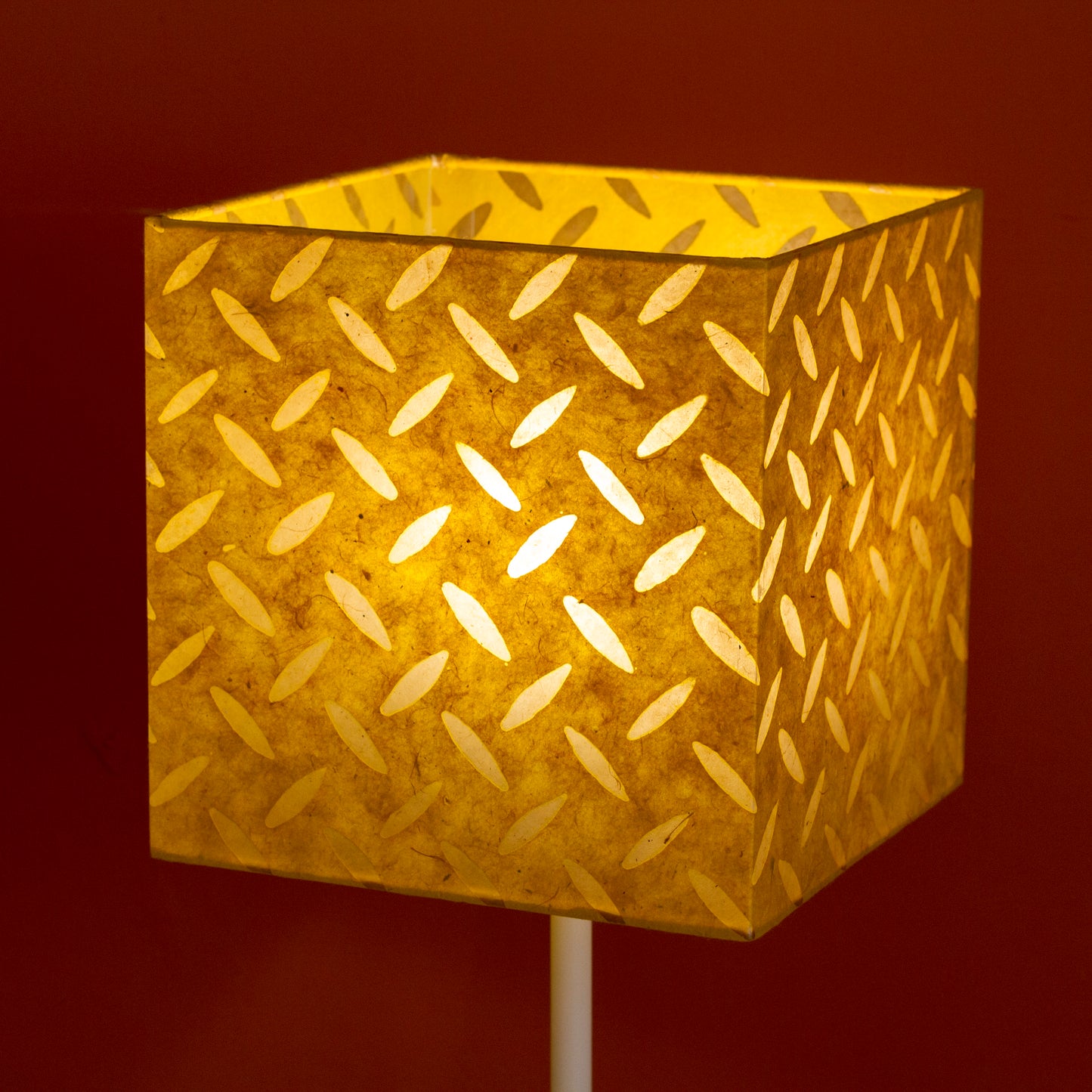 Square Lamp Shade - P89 ~ Batik Tread Plate Yellow, 20cm(w) x 20cm(h) x 20cm(d)