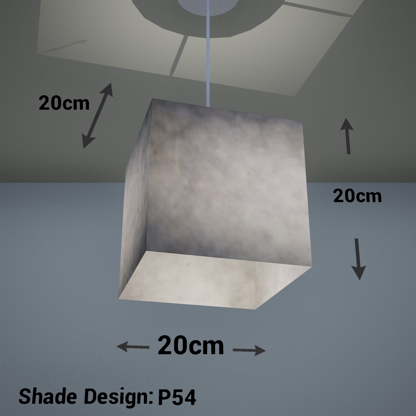 Square Lamp Shade - P54 - Natural Lokta, 20cm(w) x 20cm(h) x 20cm(d)