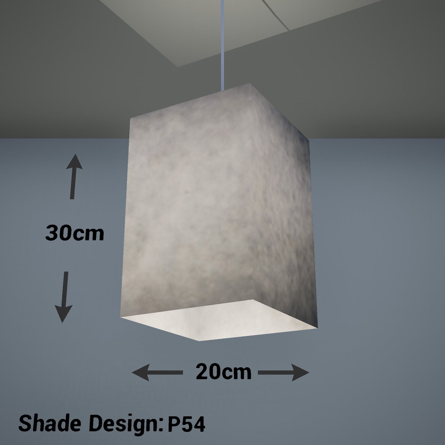 Square Lamp Shade - P54 - Natural Lokta, 20cm(w) x 30cm(h) x 20cm(d)