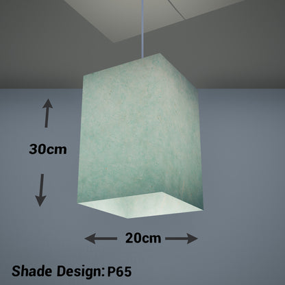 Square Lamp Shade - P65 - Turquoise Lokta, 20cm(w) x 30cm(h) x 20cm(d)