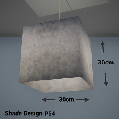 Square Lamp Shade - P54 - Natural Lokta, 30cm(w) x 30cm(h) x 30cm(d)