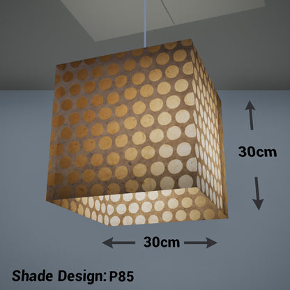 Square Lamp Shade - P85 ~ Batik Dots on Natural, 30cm(w) x 30cm(h) x 30cm(d)