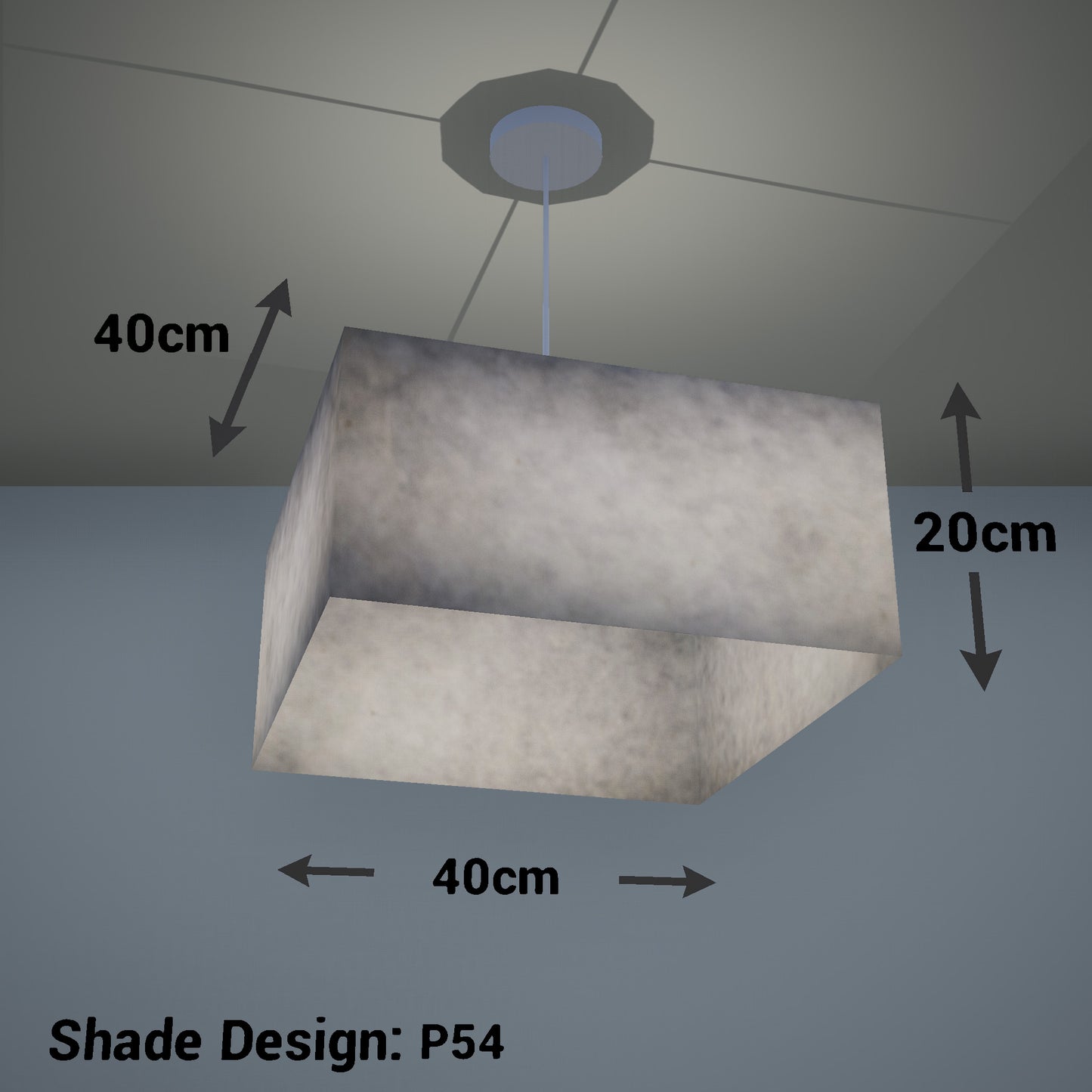 Square Lamp Shade - P54 - Natural Lokta, 40cm(w) x 20cm(h) x 40cm(d)