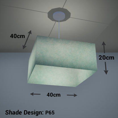 Square Lamp Shade - P65 - Turquoise Lokta, 40cm(w) x 20cm(h) x 40cm(d)